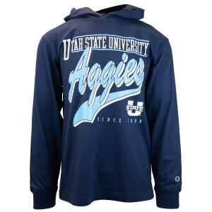 Champion Aggies Script Long-Sleeve Hooded Unisex T-Shirt